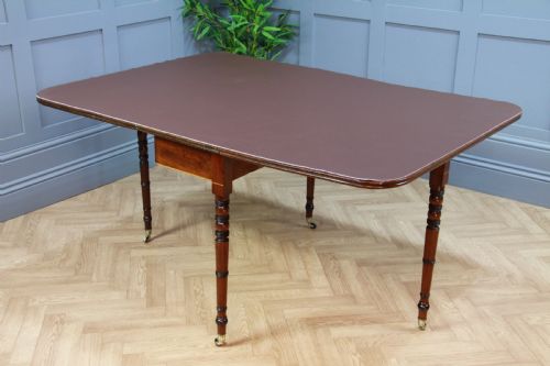 fig 3. Antique Georgian Solid Flame Grain Mahogany Large Drop Leaf Dining Table C1820