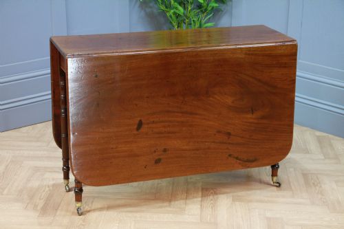 Antique Georgian Solid Flame Grain Mahogany Large Drop Leaf Dining Table C1820