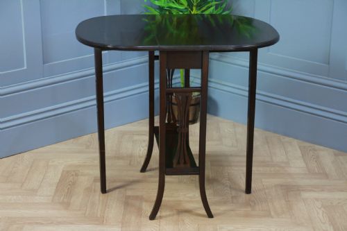 Antique Edwardian Solid Mahogany Small Drop Leaf Sutherland Occasional Table
