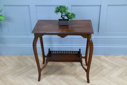 fig 2. Antique Late Edwardian Walnut Gallery Base Hall, Sofa, Lamp Table C1900