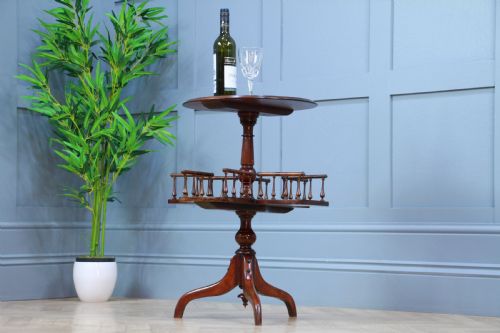 fig 2. Antique Late Victorian Edwardian Revolving book table, Lazy Waiter Gallery Base C1880