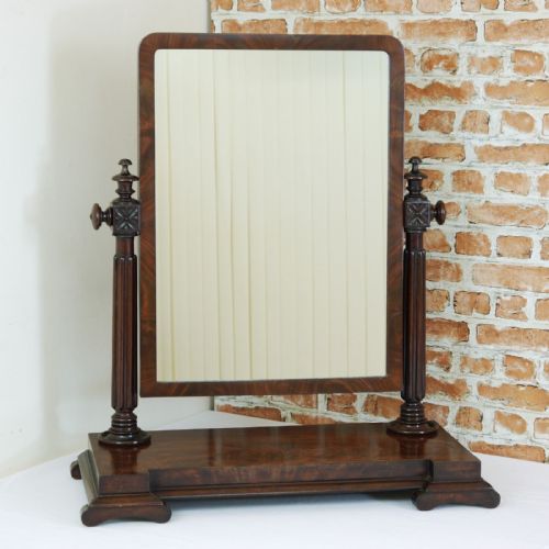 Antique Original Victorian Flame Grain Mahogany Dressing Table Mirror 1840-1850