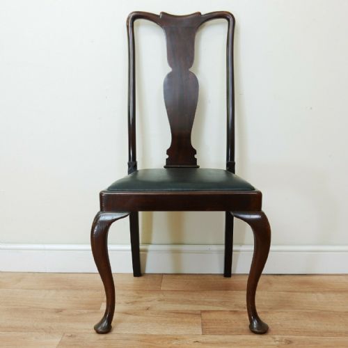 fig 2. Set of 5 Antique Edwardian Queen Anne Solid Mahogany Dining Chairs C1920's