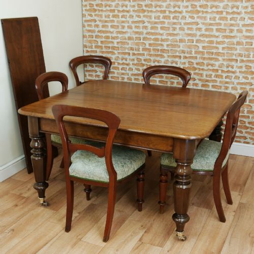 fig 1. Antique Late Georgian Victorian Solid Mahogany 1 Leaf Pull Out Dining Table 1830