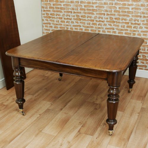 Antique Late Georgian Victorian Solid Mahogany 1 Leaf Pull Out Dining Table 1830