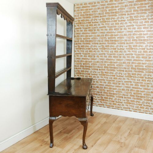 fig 4. Antique Early Georgian Queen Anne Oak Country Dresser - Open Backed Plate Rack