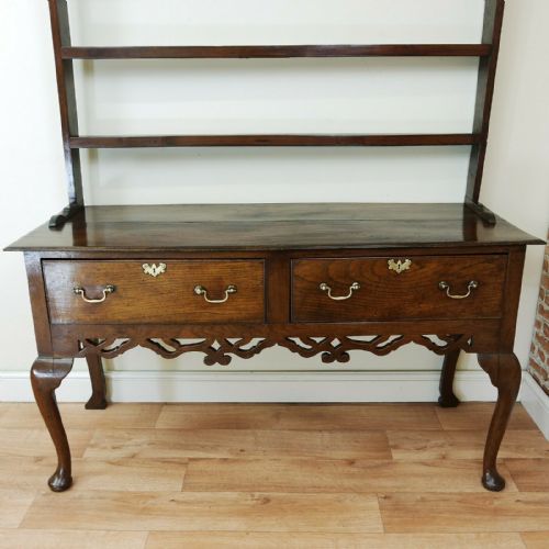 fig 5. Antique Early Georgian Queen Anne Oak Country Dresser - Open Backed Plate Rack