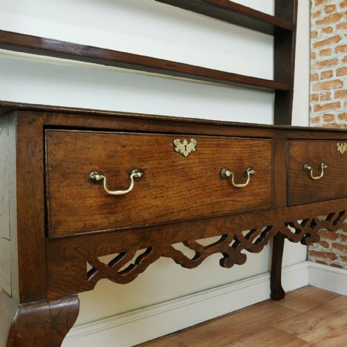 fig 6. Antique Early Georgian Queen Anne Oak Country Dresser - Open Backed Plate Rack