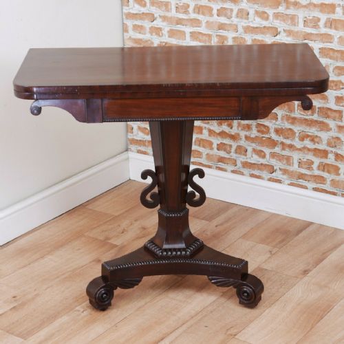 Antique William IV Victorian Mahogany Fold Over Card Games Table Hall Sofa Table