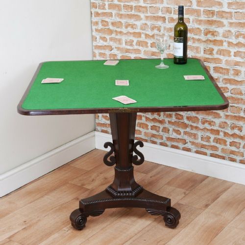 fig 2. Antique William IV Victorian Mahogany Fold Over Card Games Table Hall Sofa Table