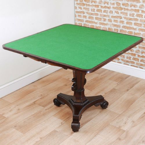 fig 3. Antique William IV Victorian Mahogany Fold Over Card Games Table Hall Sofa Table