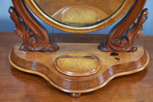 ANTIQUE VICTORIAN CARVED MAHOGANY OVAL DRESSING TABLE TOILET SWING MIRROR - ADDITIONAL PHOTO 11
