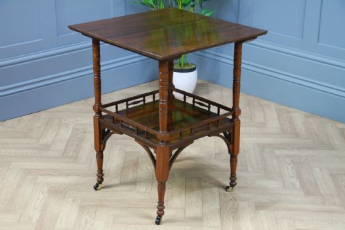 Antique Edwardian Solid Rosewood Gallery Base Hall Side Lamp Plant Table C1890
