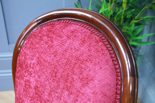 ANTIQUE VICTORIAN BALLOON BACK MAHOGANY UPHOLSTERED NURSING CHAIR FULLY RESTORED - ADDITIONAL PHOTO 5
