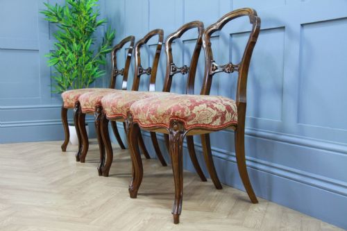 fig 3. Set of 4 Antique Original Victorian French Walnut Crown Back Dining Chairs C1880