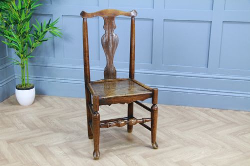 Antique Georgian Country Handmade Primitive Solid Ash Hoof Foot Hall Chair C1770
