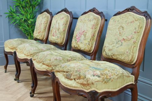 fig 3. Set of 4 Unrestored Original Louis Philippe I French Rosewood Dining Chairs Museum Display Piece