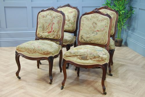 Set of 4 Unrestored Original Louis Philippe I French Rosewood Dining Chairs Museum Display Piece