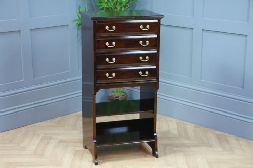 Antique Edwardian Mahogany Music Sheet Cabinet / Chest of 4 Drop Front Drawers