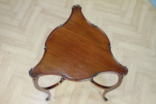 fig 1. Antique Art Nouveau Edwardian Triangular Mahogany Hall Sofa Corner Lamp Table