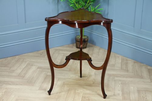 Antique Art Nouveau Edwardian Triangular Mahogany Hall Sofa Corner Lamp Table
