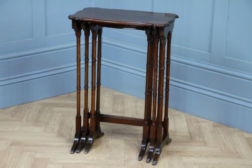 Original Antique Edwardian Solid Mahogany Nest of Three Side Tables C1890