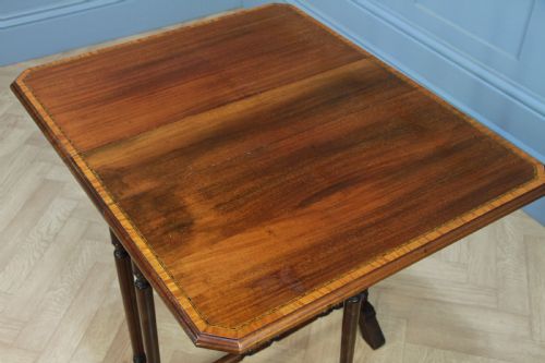 fig 3. Edwardian Inlaid Solid Mahogany Small Drop Leaf Sutherland Occasional Table