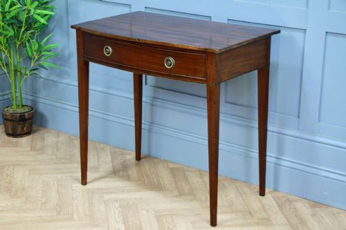 Original Antique Georgian Flame Grain Mahogany Bow Front Desk Side Hall Table