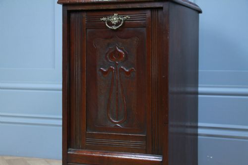 fig 2. Antique Edwardian Art Nouveau Walnut Fireside Coal Purdonium Cabinet Scuttle