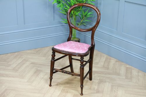 Original Antique Victorian Simulated Rosewood Single Balloon Back Bedroom Chair