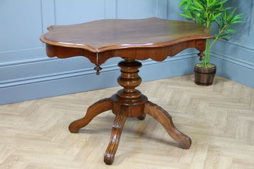 Antique Edwardian French Walnut Pedestal Occasional Breakfast Loo Table C1900