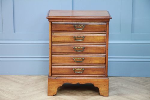 fig 1. Antique Edwardian Walnut Small Music Sheet Cabinet Chest of 5 Drop Front Drawers