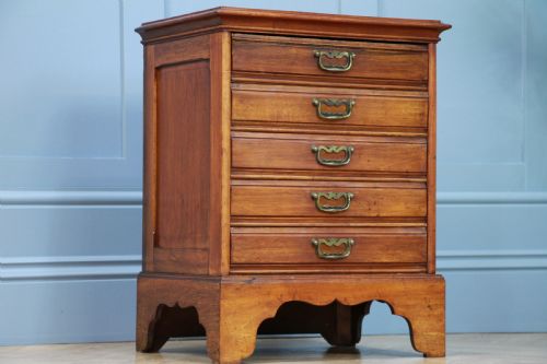 fig 2. Antique Edwardian Walnut Small Music Sheet Cabinet Chest of 5 Drop Front Drawers
