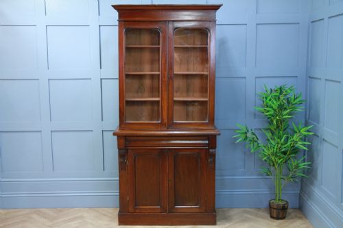 Antique Original Victorian Mahogany Small Glazed Chiffonier Bookcase Cabinet