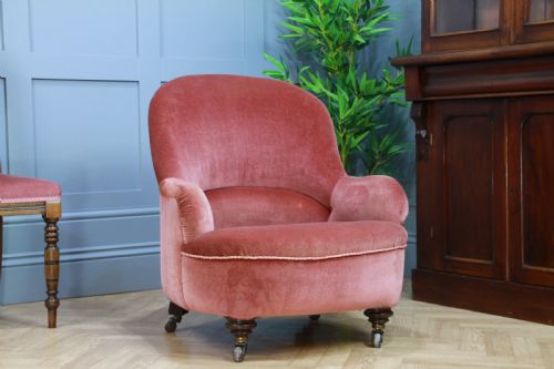 fig 1. Antique Original Late Victorian Edwardian Upholstered Tub Nursing Armchair Chair