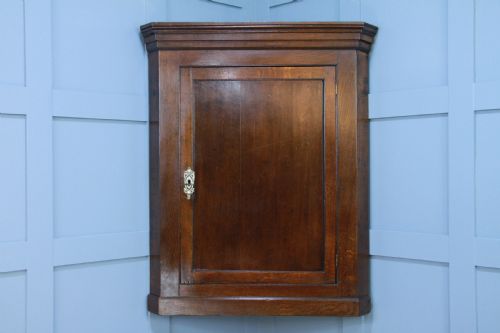 Antique Georgian Oak Large Corner Wall Hanging Cupboard Cabinet Drinks C1830