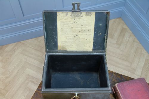 fig 5. Antique MILNERS Fire Resisting Small Deed Chest Restored Vintage Book Safe Box