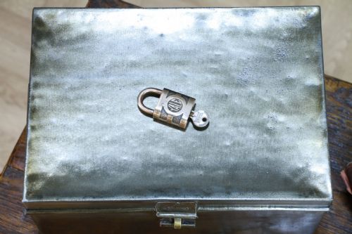 fig 6. Antique MILNERS Fire Resisting Small Deed Chest Restored Vintage Book Safe Box