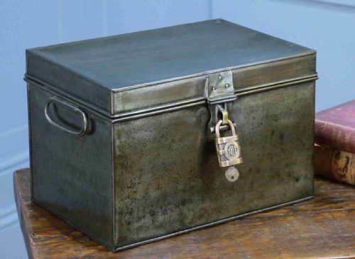 Antique Milners Fire Resisting Small Deed Chest Restored Vintage Book Safe Box