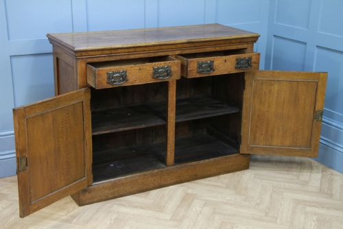 fig 1. Original Antique Edwardian Art Nouveau Solid Meduim Oak Carved Sideboard C1915
