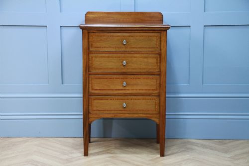 fig 1. Antique Edwardian Mahogany Music Sheet Cabinet Chest of 4 Drop Front Drawers