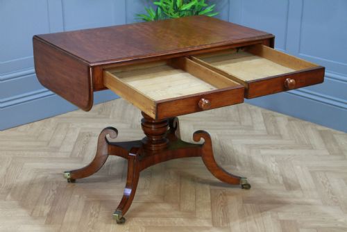 fig 2. Antique Original Regency Georgian Solid Mahogany Inlaid Drop Leaf Sofa Table