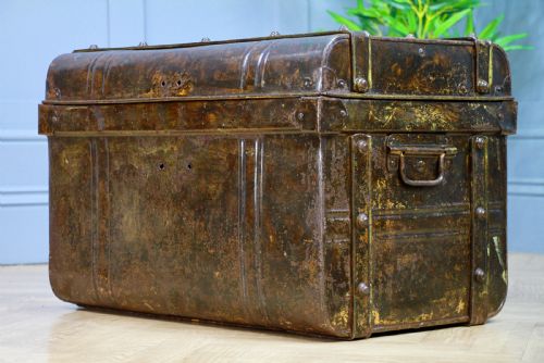 Antique Vintage Metal Travel Chest
