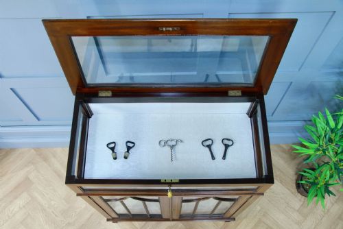fig 3. Antique Edwardian Mahogany Inlaid Glazed Collectors Display China Cabinet C1900