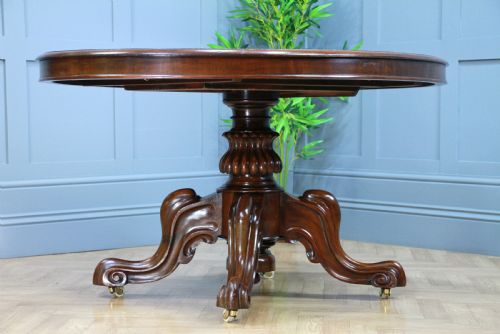 fig 2. Victorian Solid Mahogany Oval Tilt Top Carved Breakfast Dining Table Antique C1850