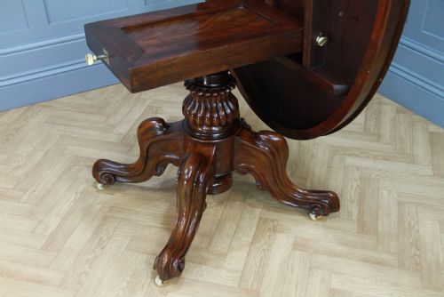 fig 3. Victorian Solid Mahogany Oval Tilt Top Carved Breakfast Dining Table Antique C1850