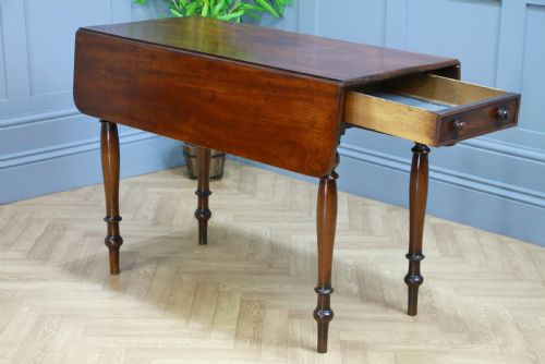 fig 1. Original Antique Victorian Solid Mahogany Drop Leaf Pembroke Dining Table C1860