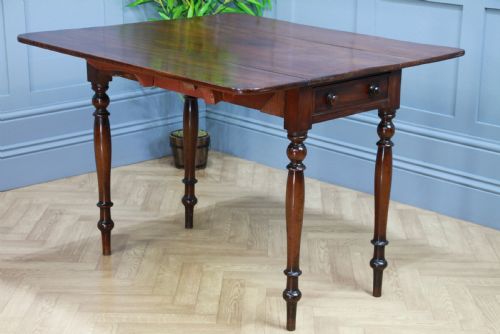fig 3. Original Antique Victorian Solid Mahogany Drop Leaf Pembroke Dining Table C1860