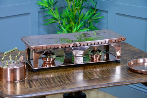 fig 2. Antique Victorian Alex Boyd & Son Solid Copper Server Hot Plate Food Warmer