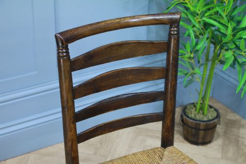 fig 1. Antique Georgian Country Primitive Solid Ash Rush Seated Hall Ladder Back Chair
